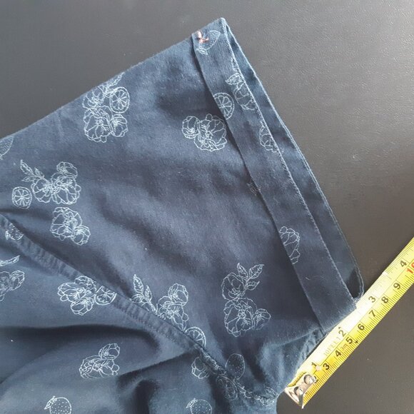 Steel & Jelly SZ M Linen & Cotton Navy Print Men's Short Sleeve Button Up Shirt - Picture 12 of 14